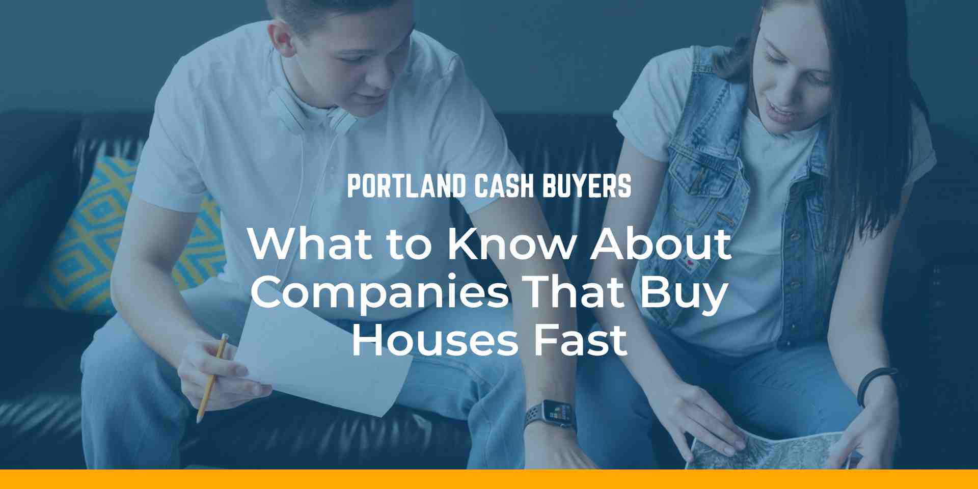 What to Know About Companies That Buy Houses Fast Two homeowners reviewing paperwork together while learning how companies that buy houses fast evaluate offers and timelines.