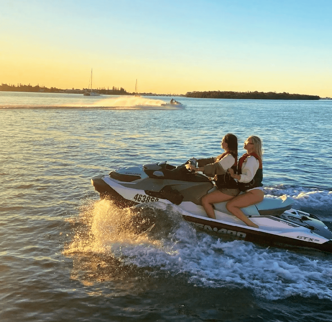 Surfers Paradise Jet SKi on a calm day with the city skyline in the background.