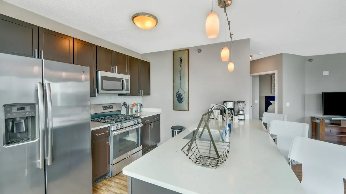 modern fully equipped kitchen in a luxury suite - extended stay options