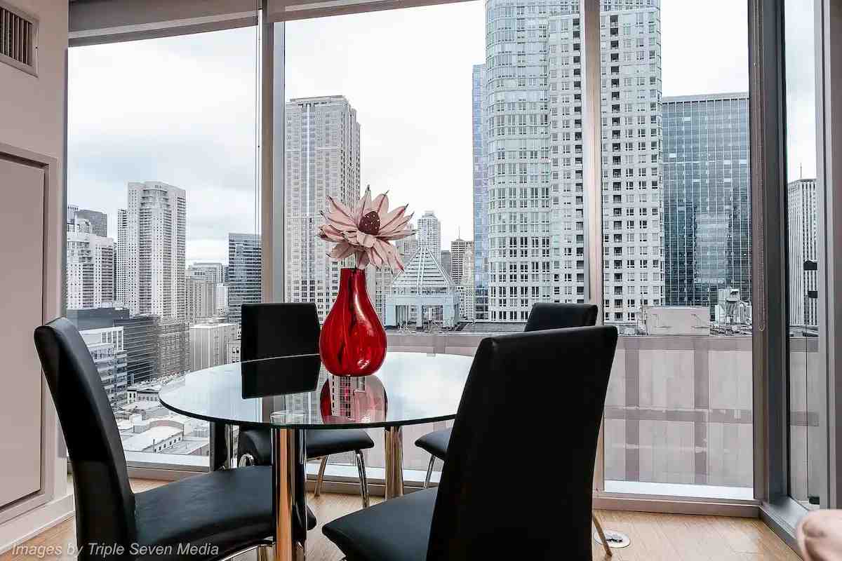 a modern, luxury furnished apartment living room in River North - extended stay river north a modern, luxury furnished apartment living room in River North - extended stay river north