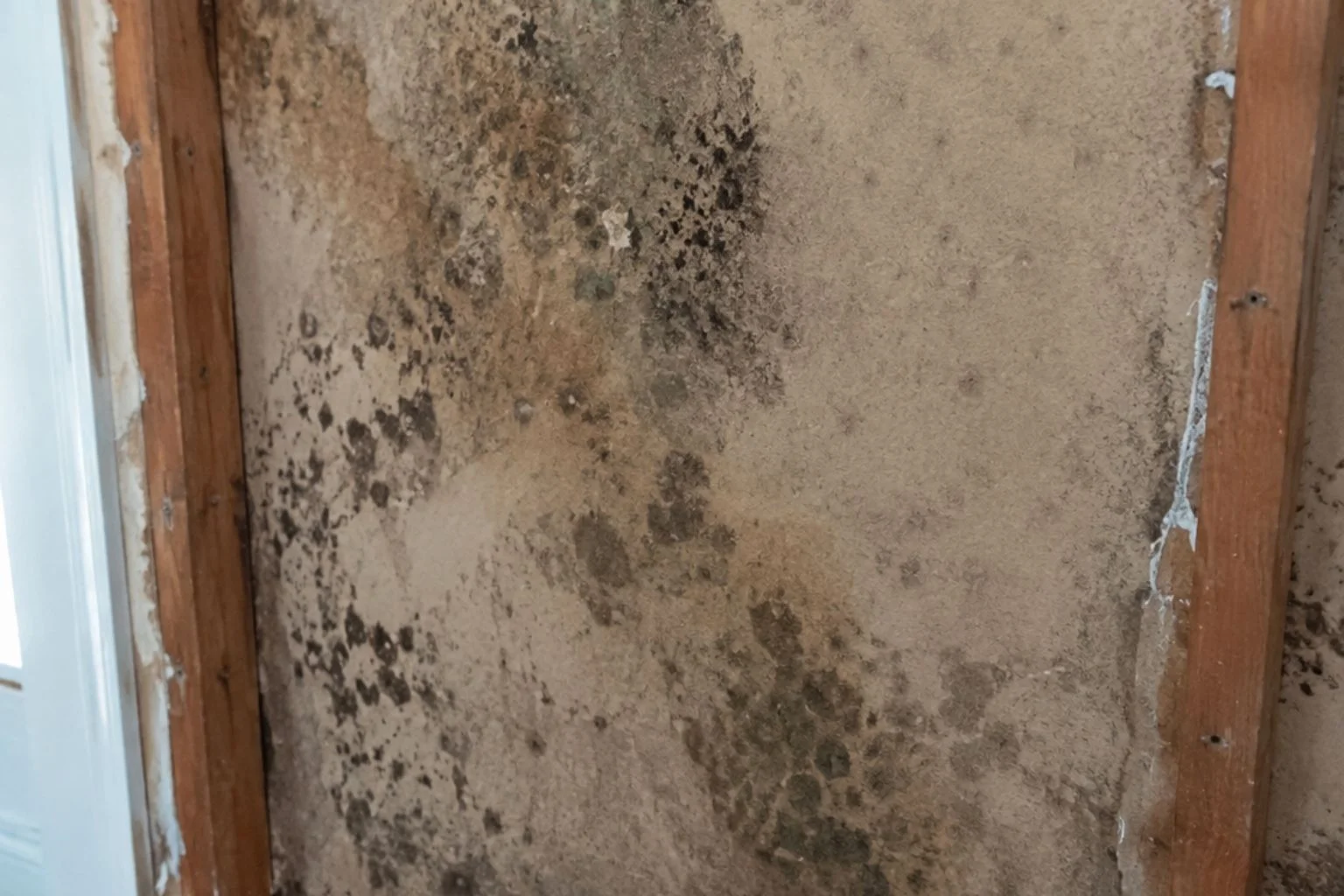user-inserted Mold growing inside a drywall cavity, indicating a hidden moisture problem.