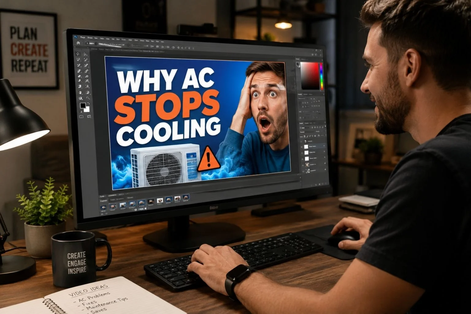Youtube thumbnail design for a local business channel trailer.