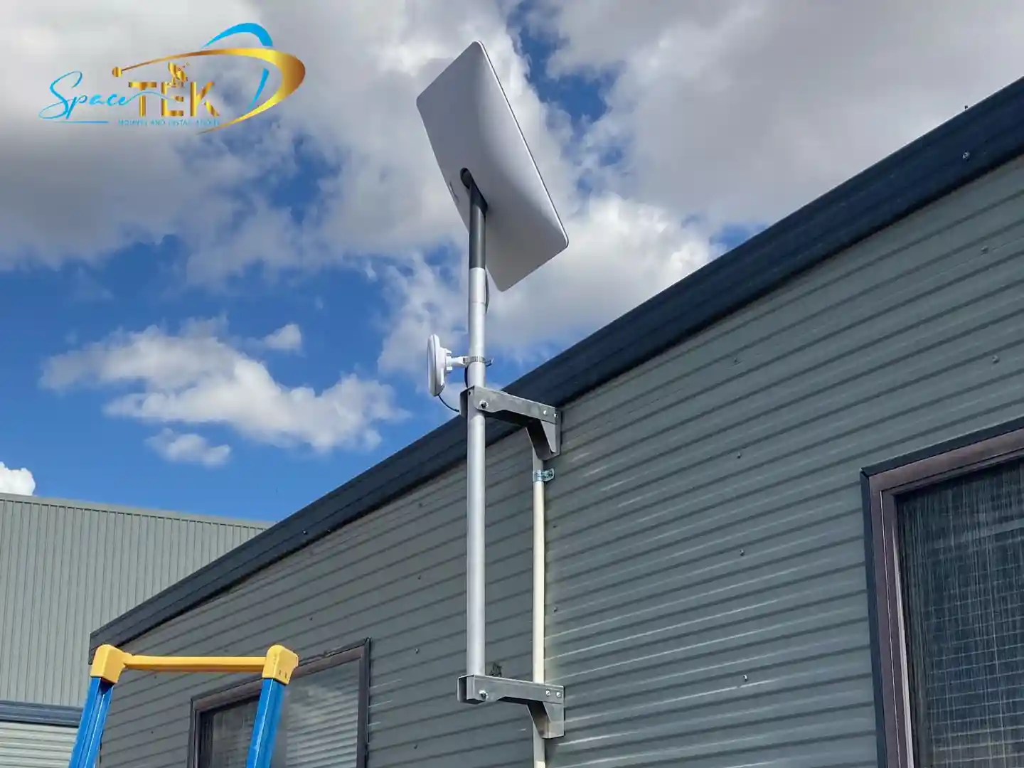 Starlink dish on a roof mount with a clear view of the Australian sky.