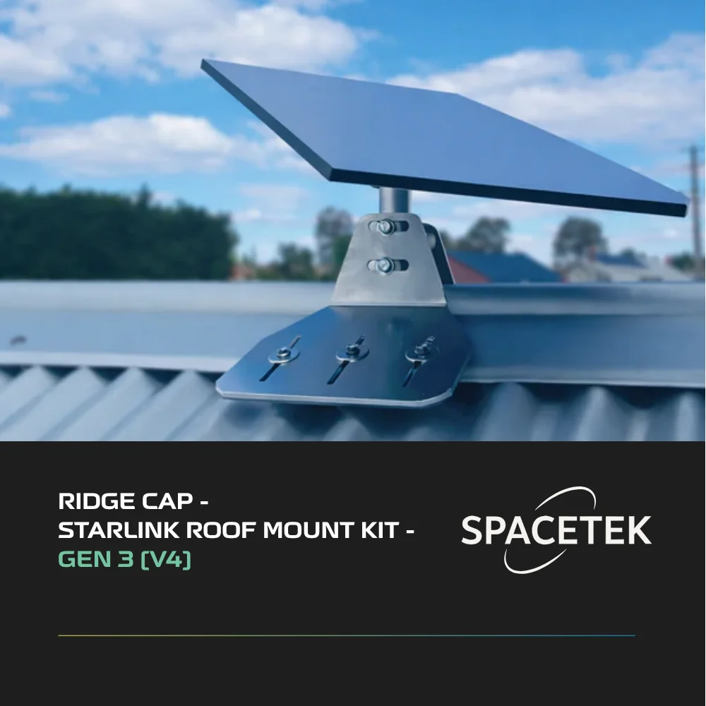 starlink dish on a sturdy roof mount overlooking a rugged Australian landscape