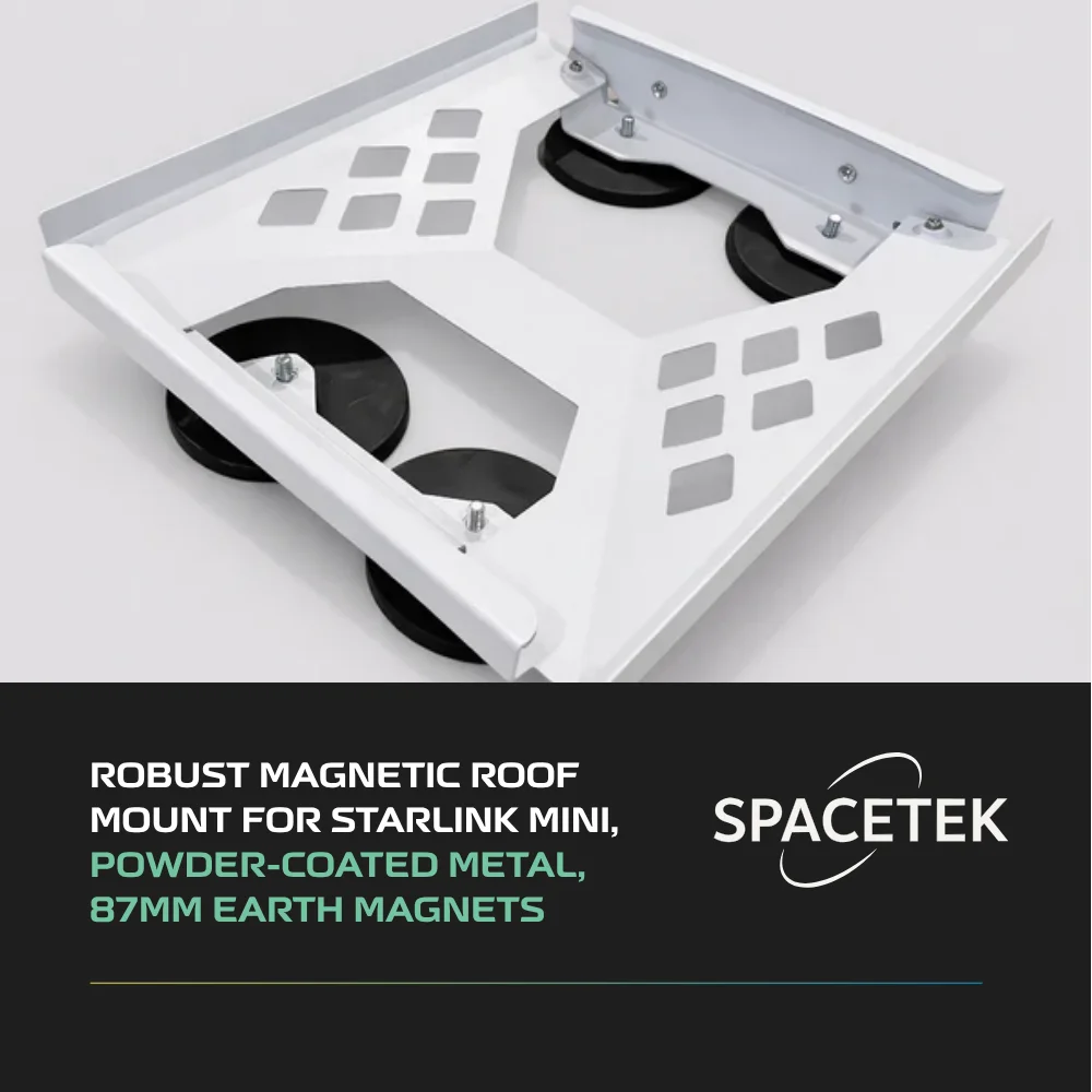 Robust Magnetic Roof Mount for Starlink Mini, Powder-Coated Metal, 87mm Earth Magnets