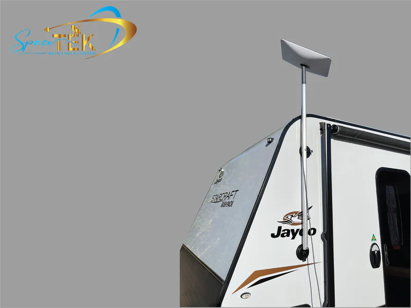 starlink dish mounted on RV roof with clear southern sky view - rv satellite internet australia