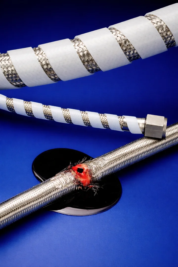Infographic showing a cross-section view of polyethylene spiral wrap coiled around a bundle of multiple colored wires and cables, with arrows indicating how individual cables can break out through the spiral gaps while the main bundle stays protected and organized, including temperature range -60°C to 88°C, bundle size range 5-100mm, and key features like abrasion resistance, chemical resistance, and reusability - polyethylene spiral wrap infographic infographic-line-3-steps-blues-accent_colors Infographic showing a cross-section view of polyethylene spiral wrap coiled around a bundle of multiple colored wires and cables, with arrows indicating how individual cables can break out through the spiral gaps while the main bundle stays protected and organized, including temperature range -60°C to 88°C, bundle size range 5-100mm, and key features like abrasion resistance, chemical resistance, and reusability - polyethylene spiral wrap infographic infographic-line-3-steps-blues-accent_colors