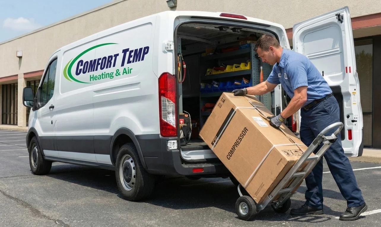 Fully stocked commercial service van in an Orlando commercial lot - Emergency HVAC Repair Orlando FL Fully stocked commercial service van in an Orlando commercial lot - Emergency HVAC Repair Orlando FL