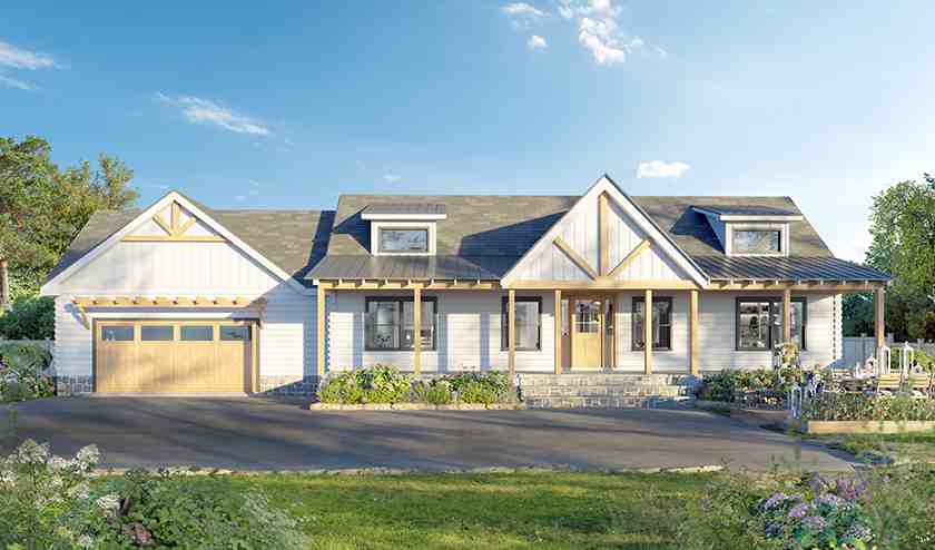 classic traditional farmhouse with a wraparound porch - farmhouse architectural plans