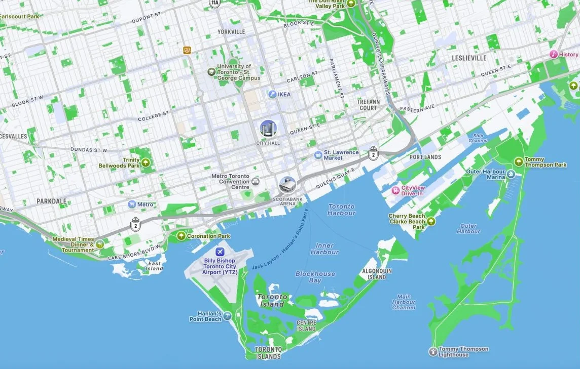 Map highlighting key Toronto university neighborhoods like The Annex, Downtown Yonge, and Downsview, with university icons - Affordable Furnished Rentals near Toronto universities