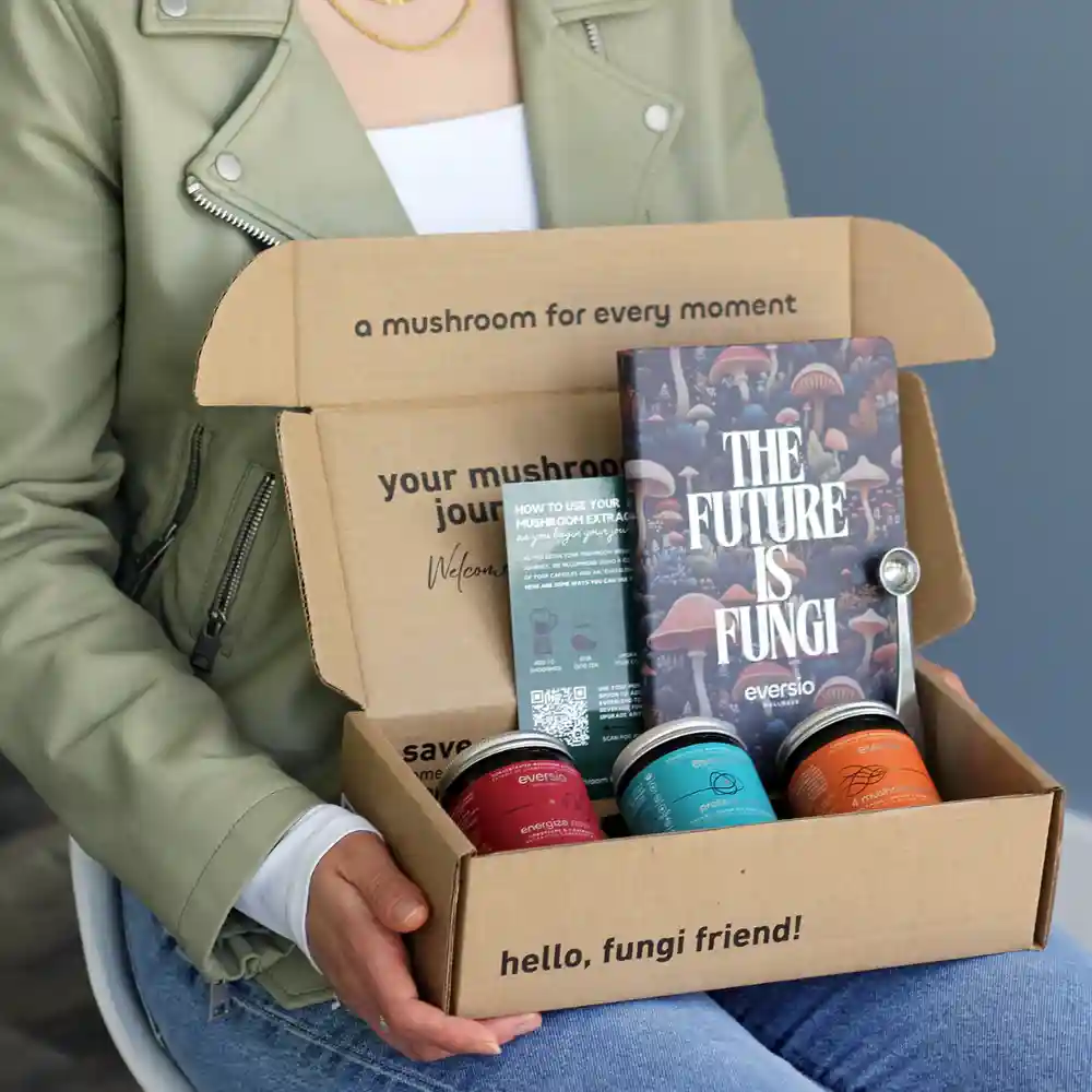 user-inserted Adaptogen blend capsules in a mushroom subscription box, supporting Canadian wellness.