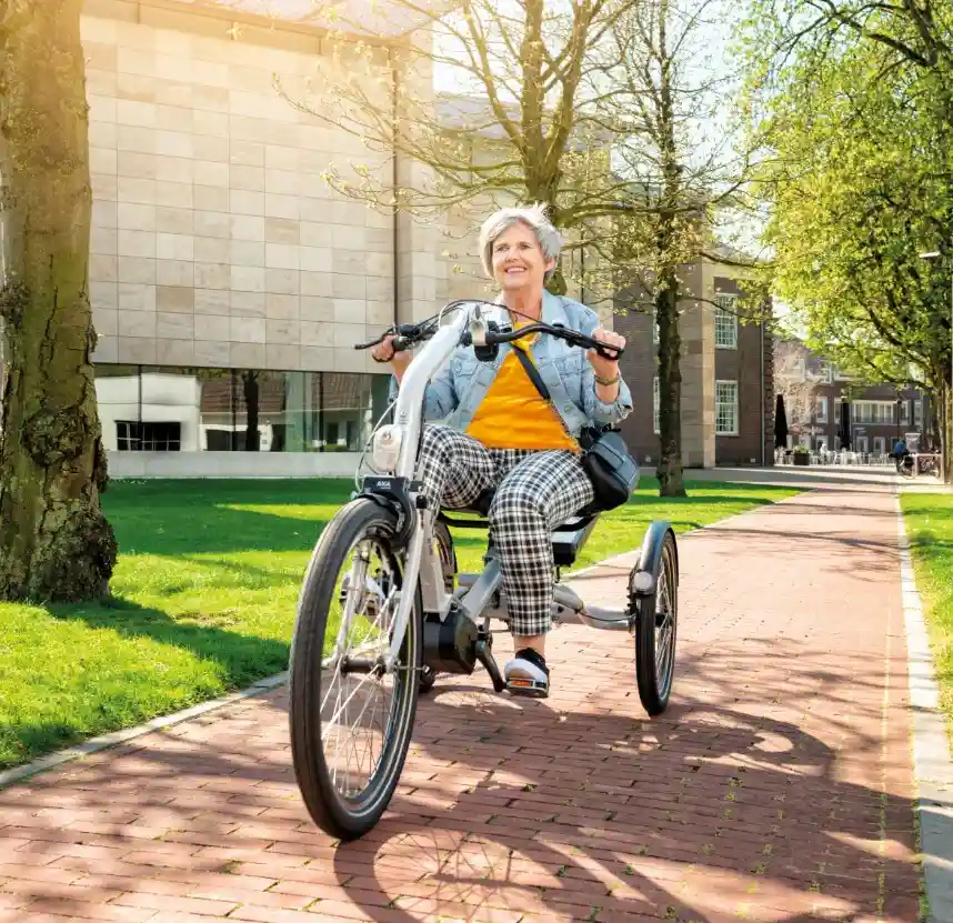 senior riding a Huka Cortes trike - trikes in Australia