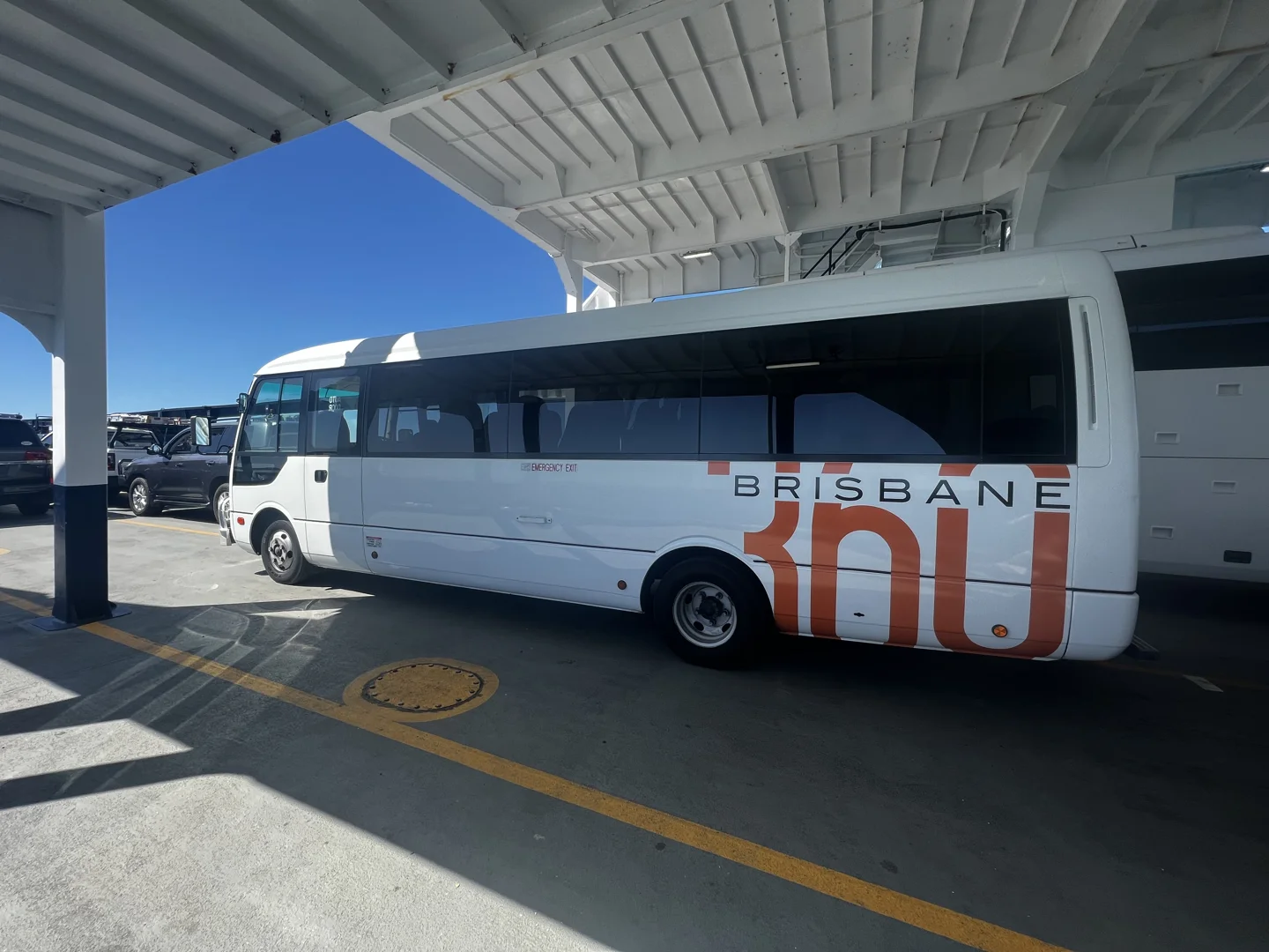 SEQ event transport coach traveling through Brisbane CBD
