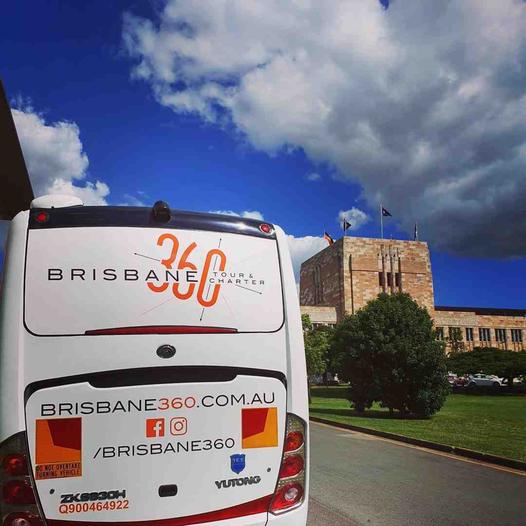 Group of people enjoying a bus trip with Brisbane 360 - rent a bus for a trip