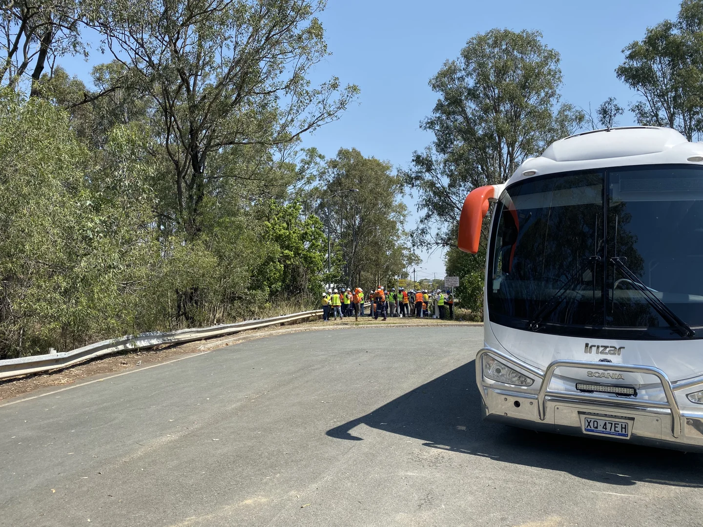 Bus hire in Brisbane for corporate events, showing a coach ready for group transport.