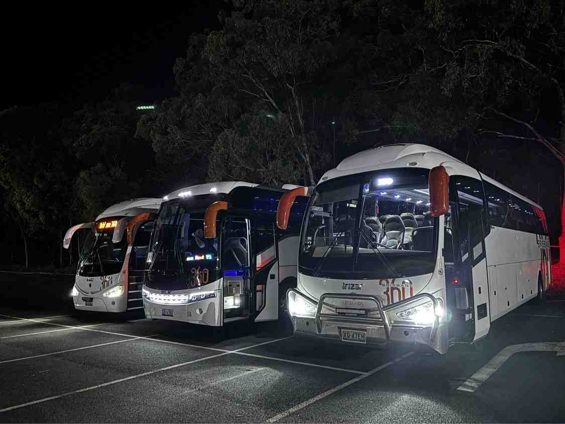 Professional bus with driver in Brisbane for corporate event transport.