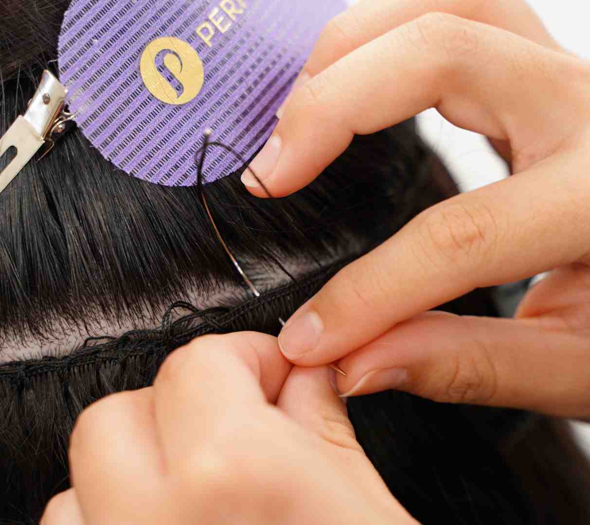 Infographic showing hand-tied weft extension lifespan timeline from installation through 6-8 week move-ups to 6-12 month replacement, with care tips for washing frequency, heat protection, and sleeping techniques - hand tied weft hair extensions infographic