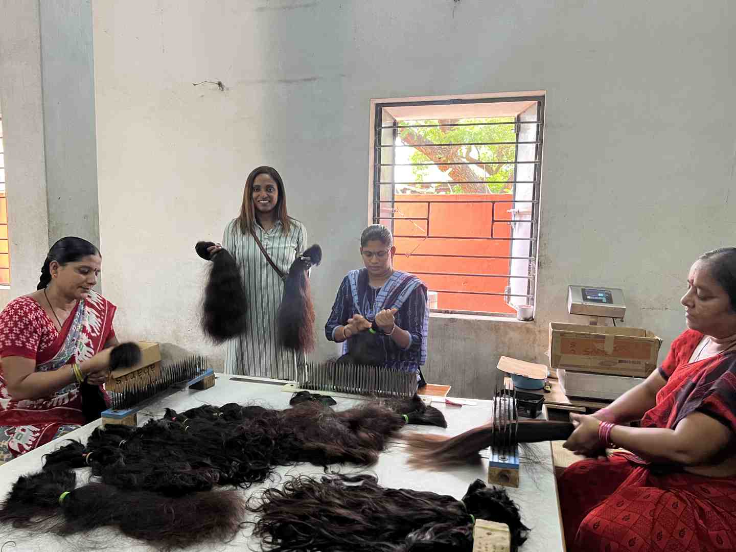 Infographic showing statistics on ethical hair extension market growth, environmental impact reduction, and community benefits including number of donors supported and funds contributed to education and healthcare programs - ethically sourced hair extensions infographic
