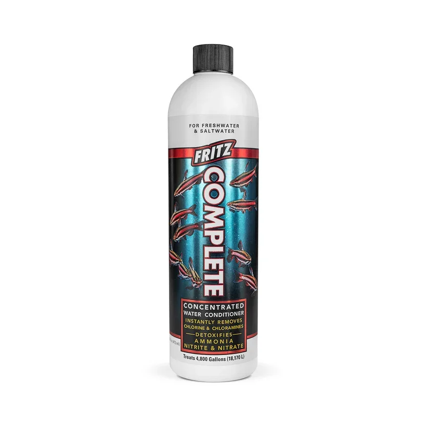 Fritz Complete water conditioner detoxifies chlorine and supports water quality.