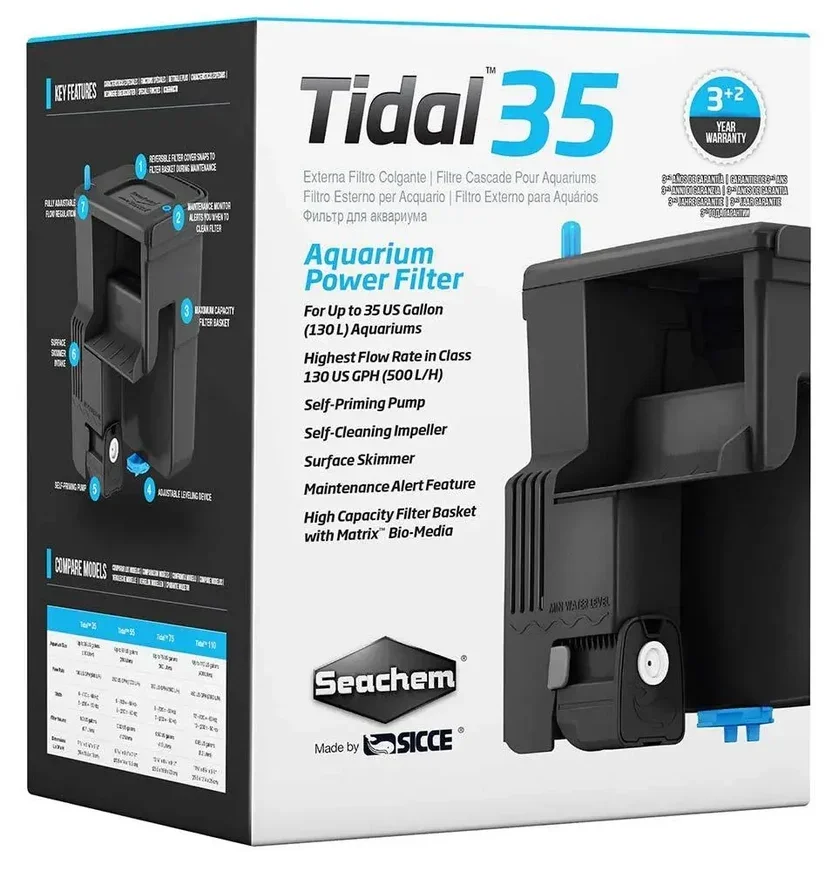 Seachem Tidal 35 Power Filter for a small aquarium with adjustable flow.