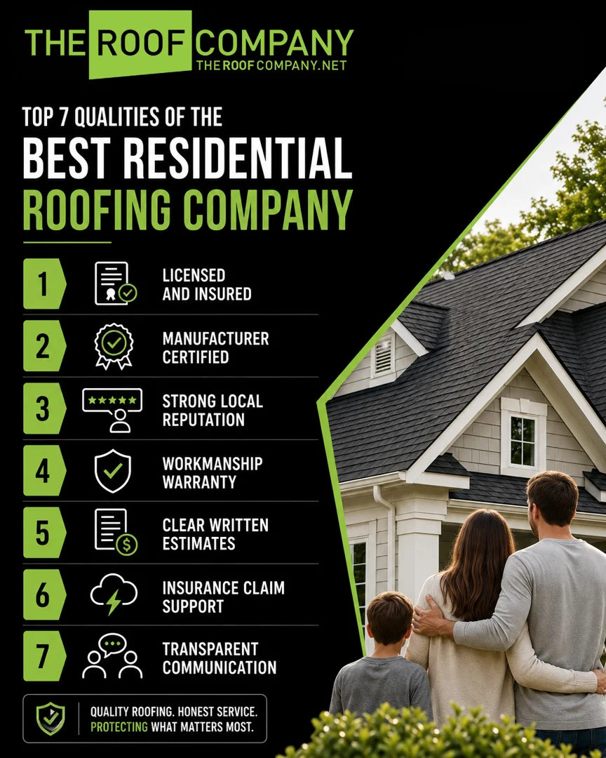 Checklist infographic showing the top 7 qualities of the best residential roofing company infographic Checklist infographic showing the top 7 qualities of the best residential roofing company infographic