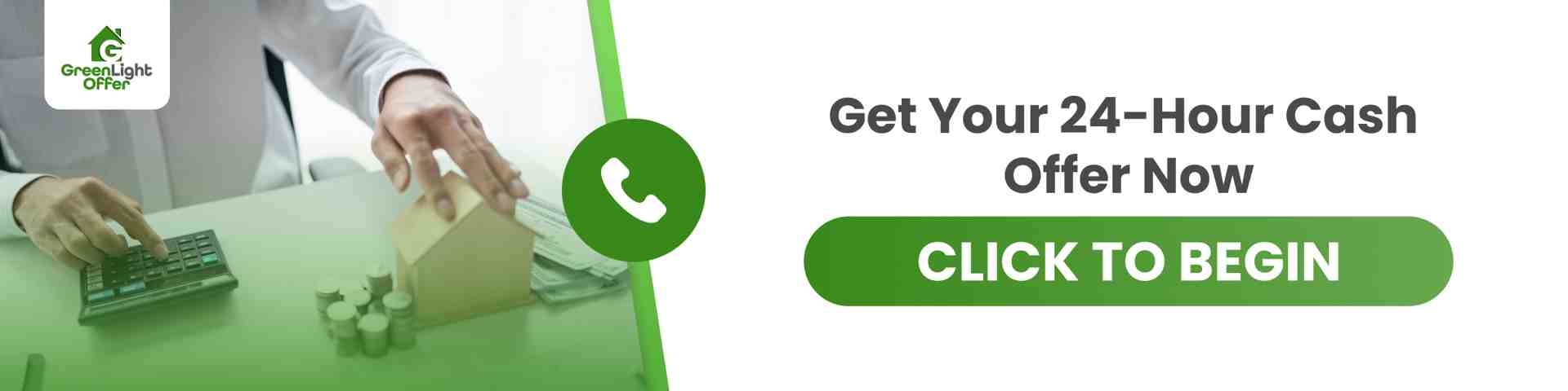 Call-to-action button to get a 24-hour cash offer, with GreenLight Offer for fast home selling.