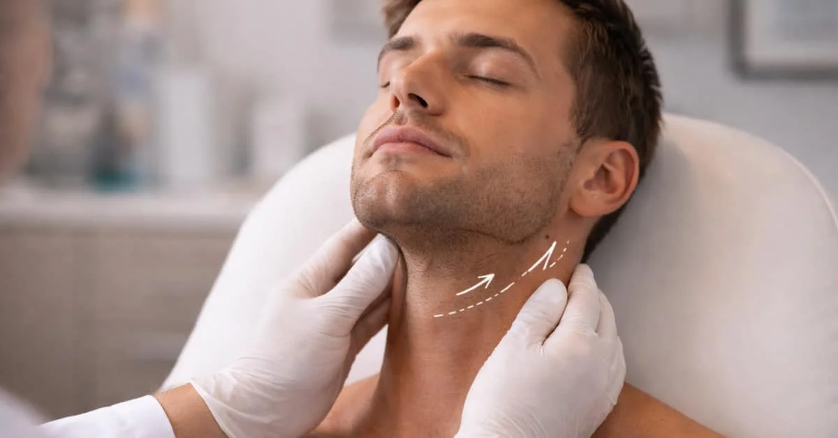 surgeon performing a physical evaluation on a patient - plastic surgery consultations
