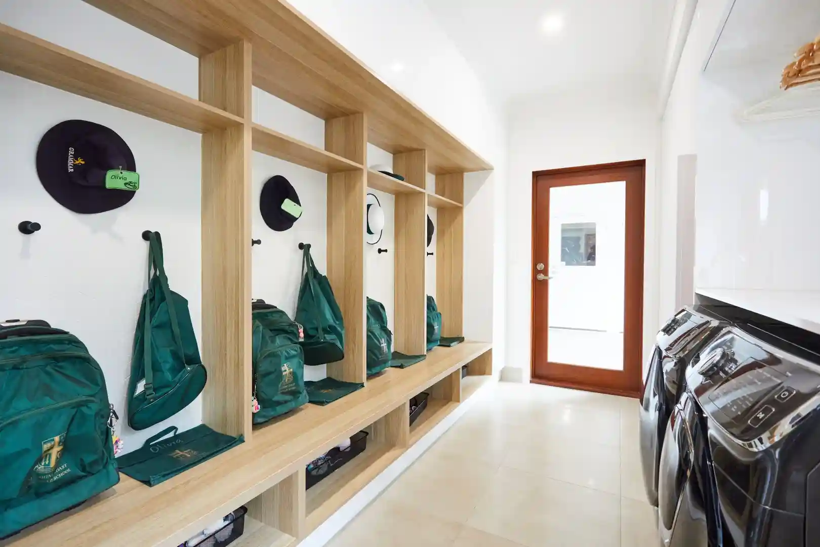 laundry mudroom custom joinery Sunshine Coast - laundry cabinets Sunshine Coast