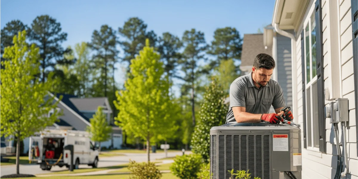 AC unit struggling in Arizona summer heat with shimmering heatwave - Why Your AC Breaks Down on the First Hot Day in Arizona