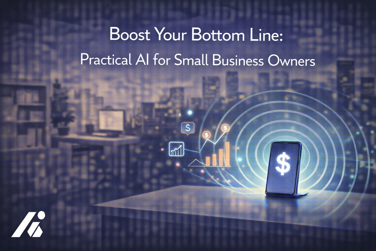 small business owner working with AI technology - AI for small business