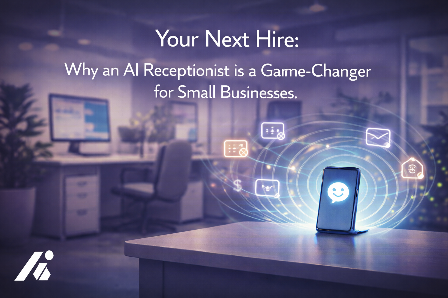 small business owner looking relieved while their phone is being answered - Small business AI receptionist