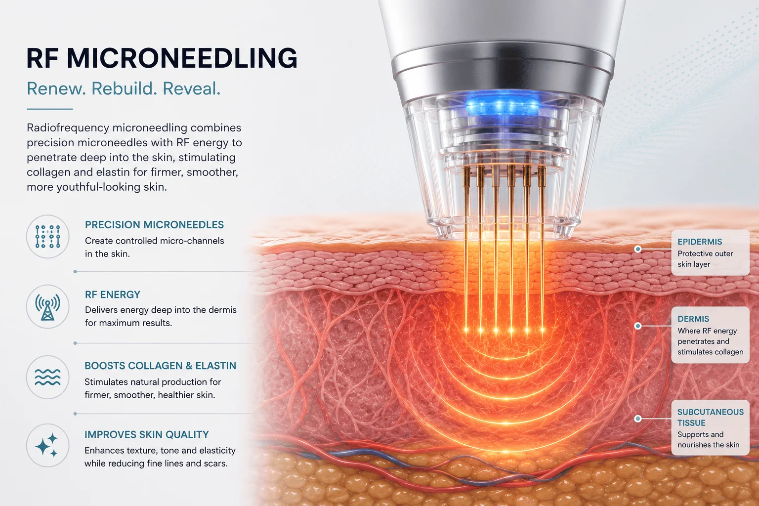 RF energy penetrating skin layers to create Radiofrequency Thermal Zones (RFTZs) Rf Energy Penetrating Skin Layers To Create Radiofrequency Thermal Zones (Rftzs)