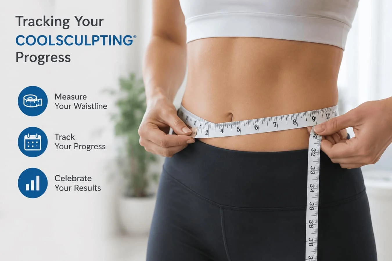 Patient Measuring Waistline To Track Coolsculpting Progress