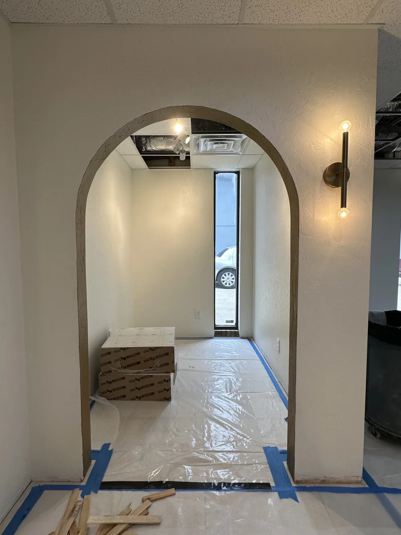 Construction site showing progress on a commercial interior fit-out. Construction site showing progress on a commercial interior fit-out.