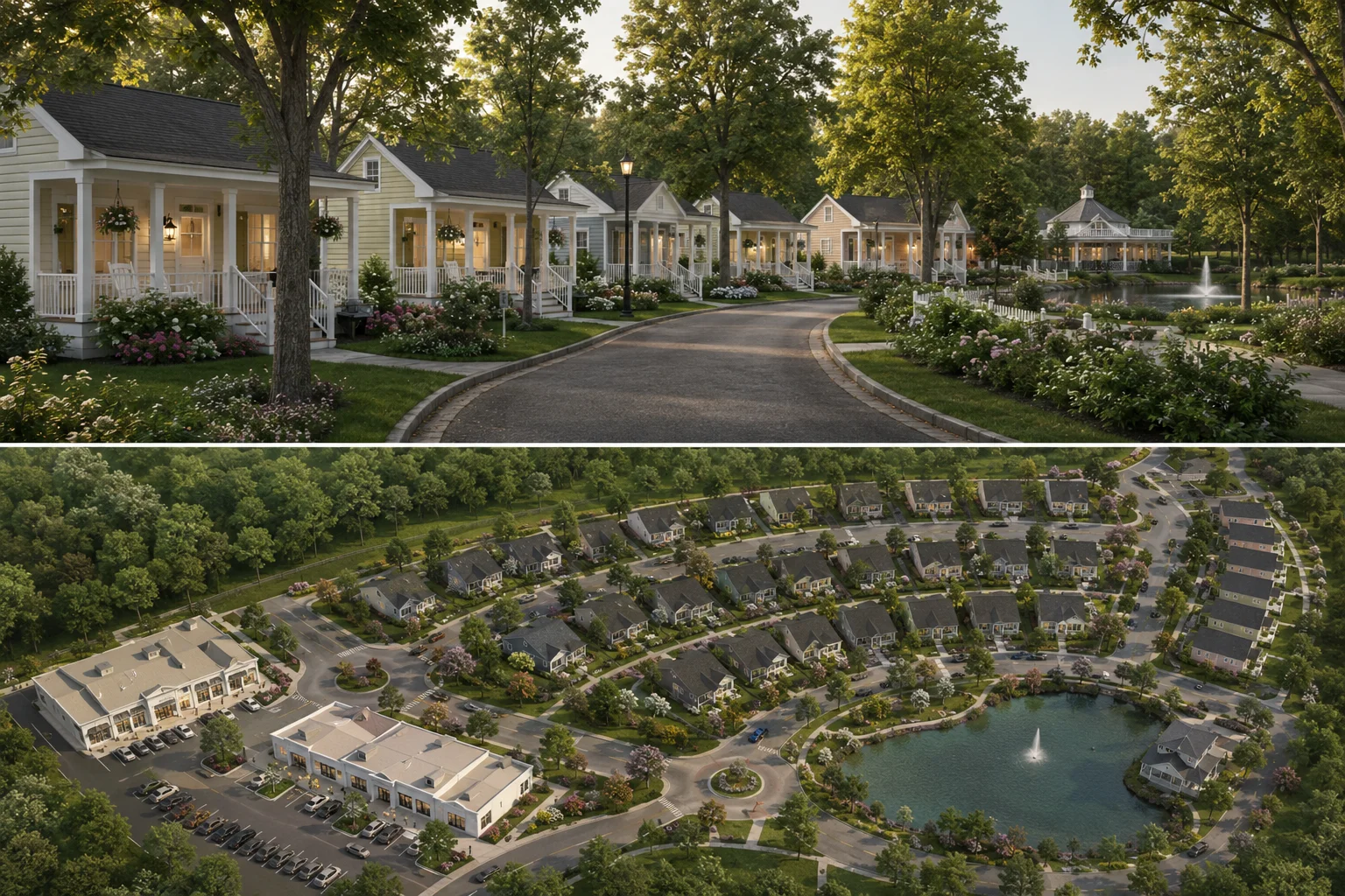 Streetscape and public infrastructure improvements in a revitalized urban district