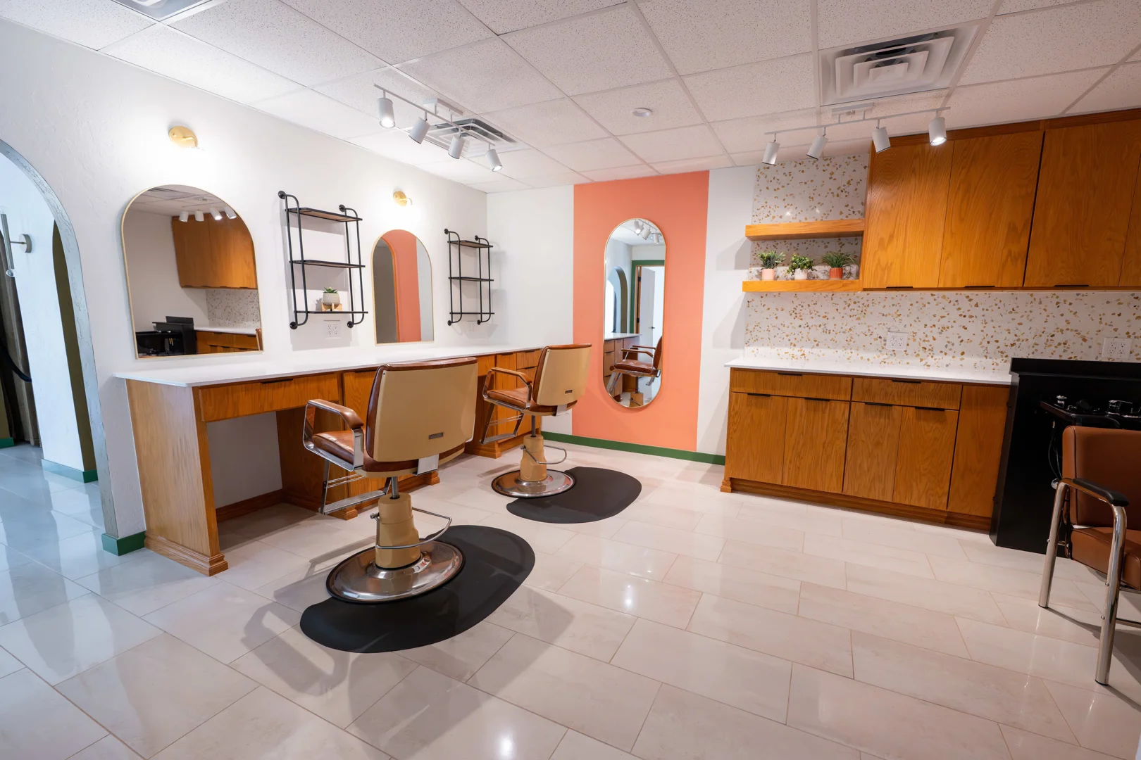 Finished hair salon design from schematic to opening day. Finished hair salon design from schematic to opening day.
