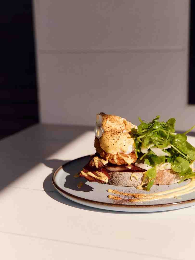 our signature Bacon Benny on toasted sourdough