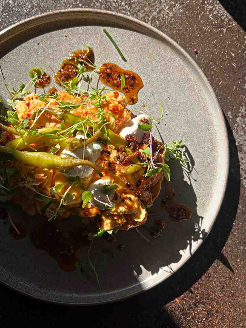 Chilli scramble at Flinders Lane Cafe, a great brunch date spot.