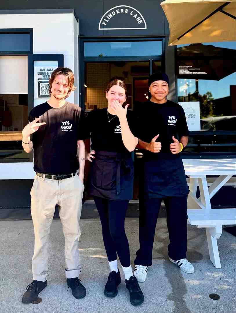 The friendly Flinders Lane Cafe team, ready to serve customers with warmth and enthusiasm - morning coffee spot