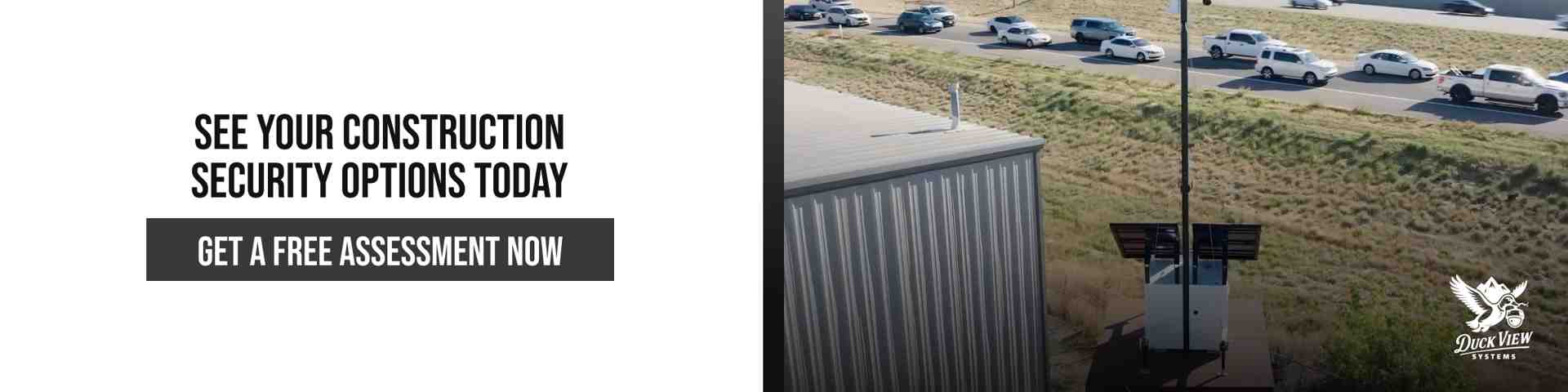 Explore Construction Site Security Options Mobile surveillance trailer providing Construction site security solutions with solar panels and AI monitoring near job site building