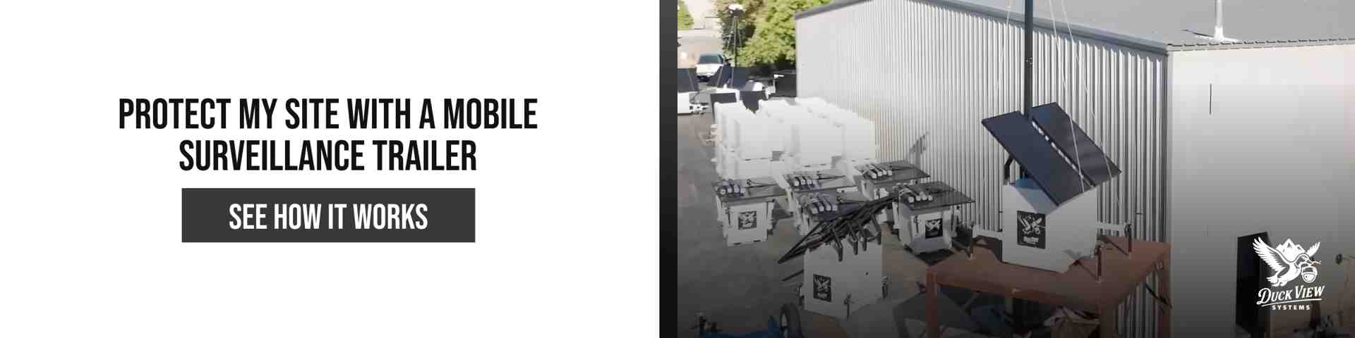Protect Your Site With a Mobile Surveillance Trailer Mobile surveillance trailer with solar panels monitoring an active job site, showing a secure, rapid-deployment site protection solution.