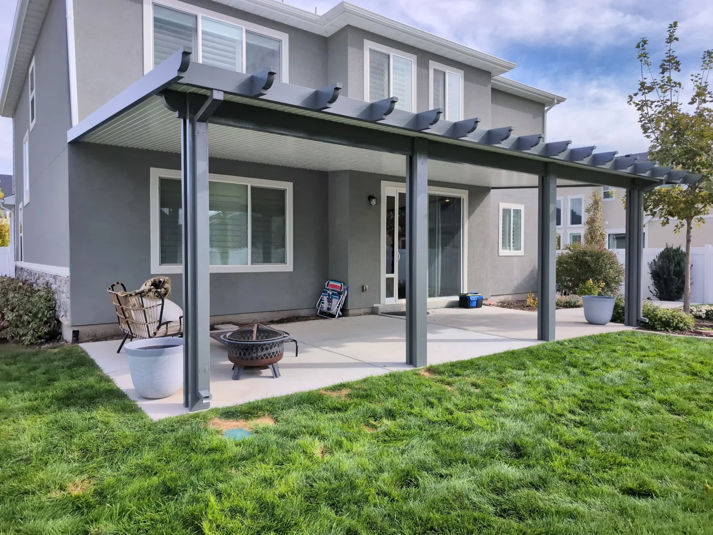 Three main roof styles offered by Awnings Unlimited: Regular, A-Frame, and Vertical - 20x20 carport installed Three main roof styles offered by Awnings Unlimited: Regular, A-Frame, and Vertical - 20x20 carport installed