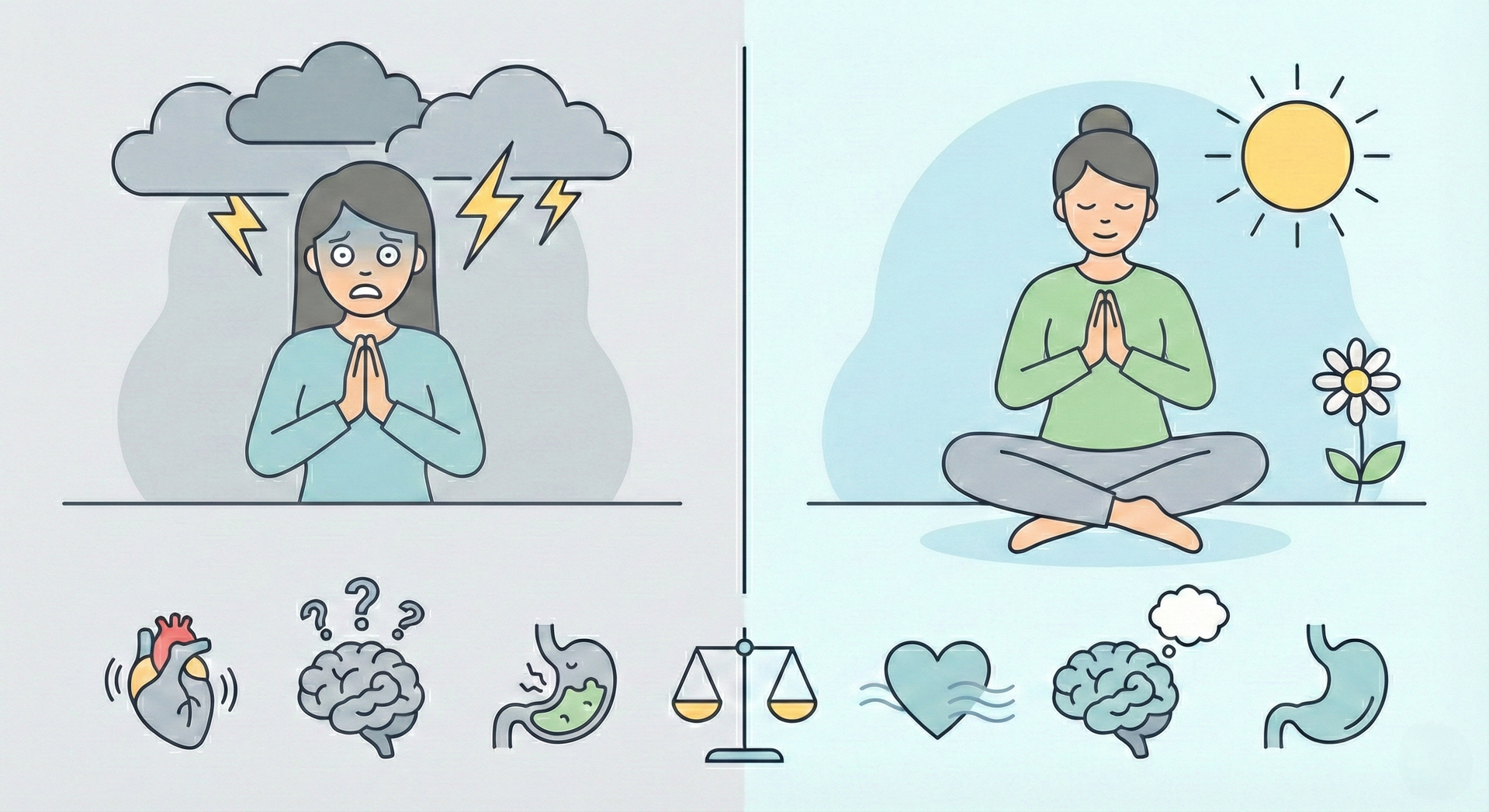 infographic explaining the Fight-or-Flight response vs. the Relaxation response - Stress management infographic infographic explaining the Fight-or-Flight response vs. the Relaxation response - Stress management infographic