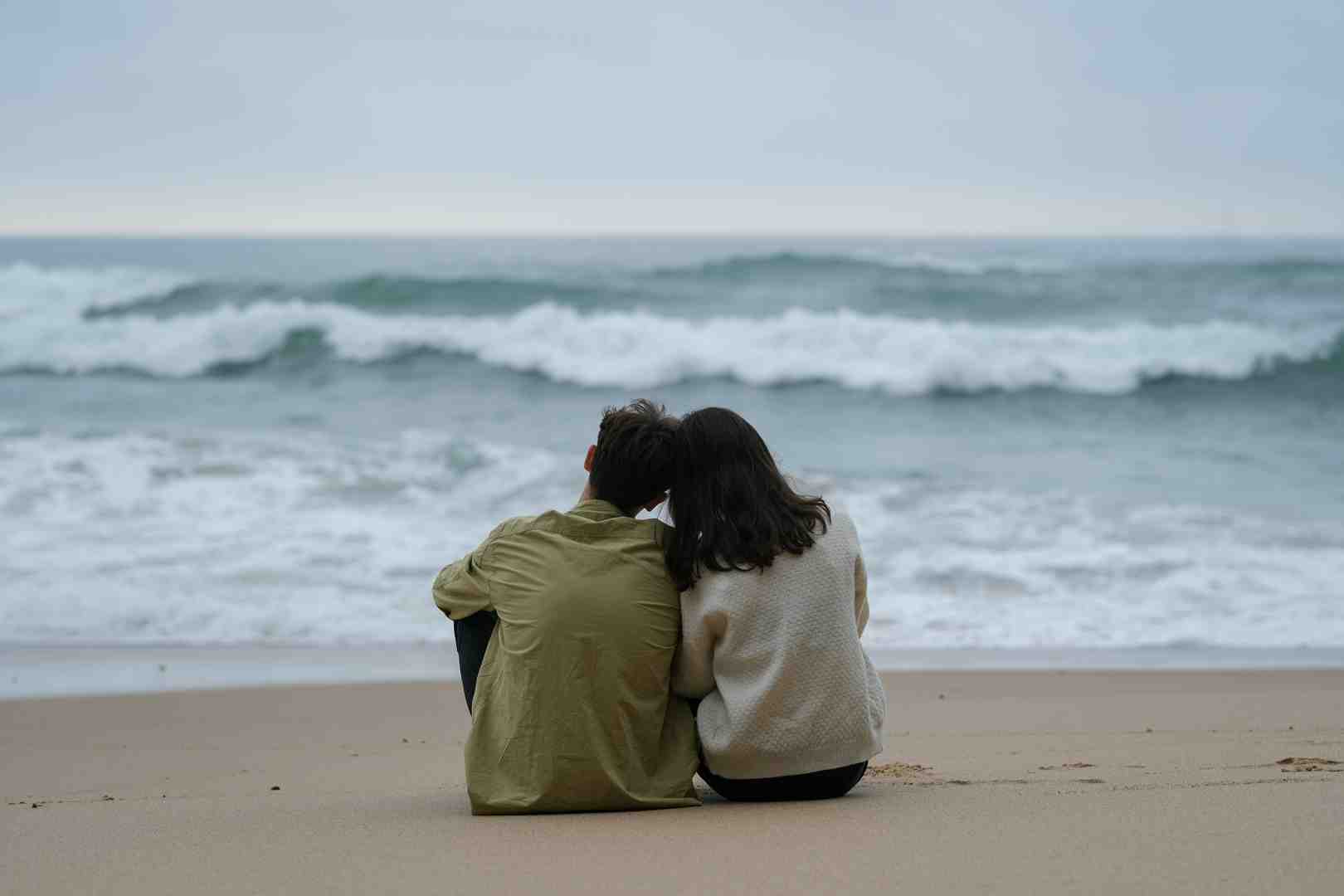A woman and man sitting on a sofa, facing each other and holding hands, engaged in a serious but empathetic conversation, representing effective communication in a relationship - sex therapy for women
