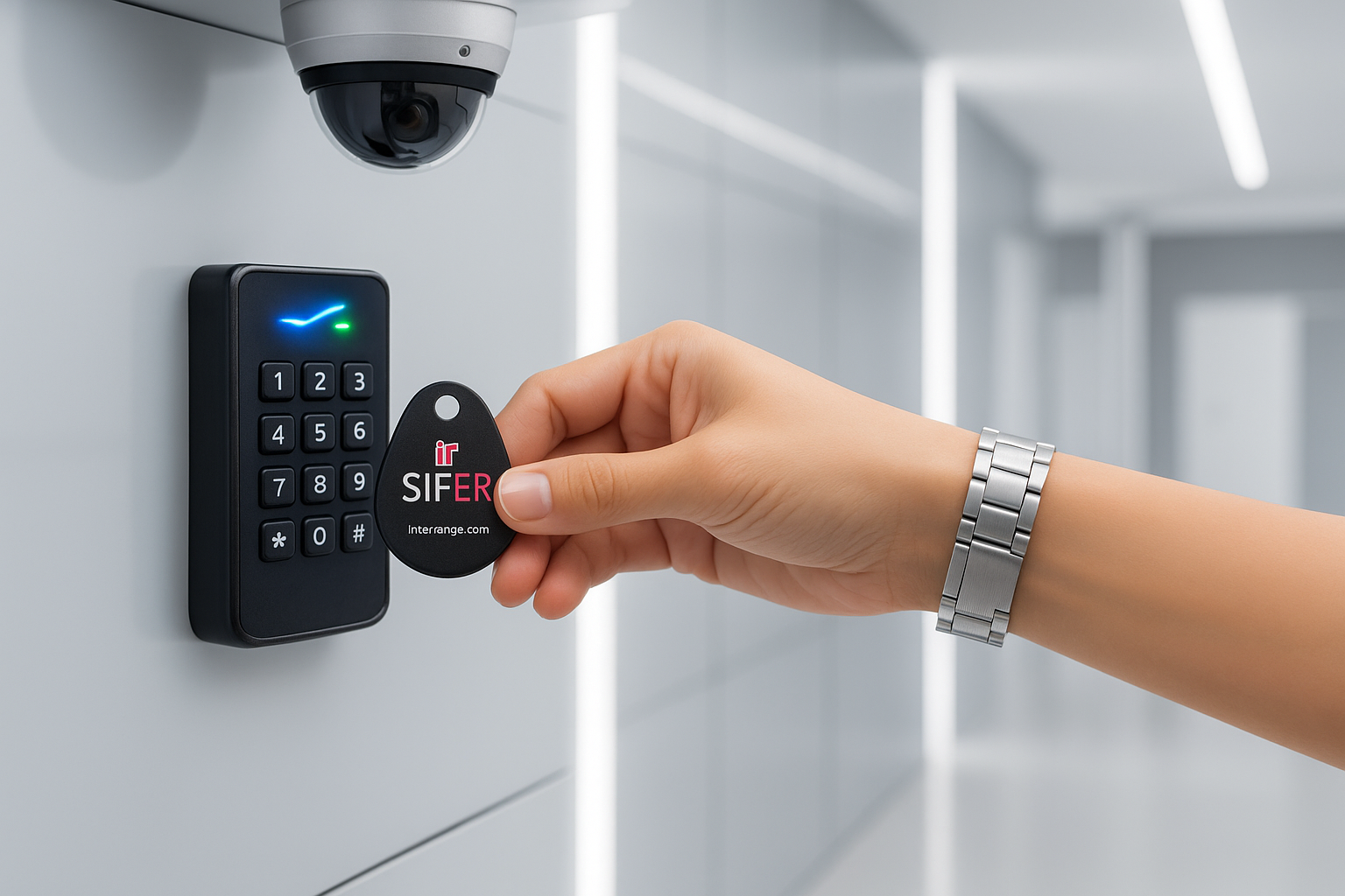 Image illustrating how an access card swipe can trigger a camera recording and disarm a specific alarm zone, demonstrating seamless integration of security systems. - Enterprise systems integration