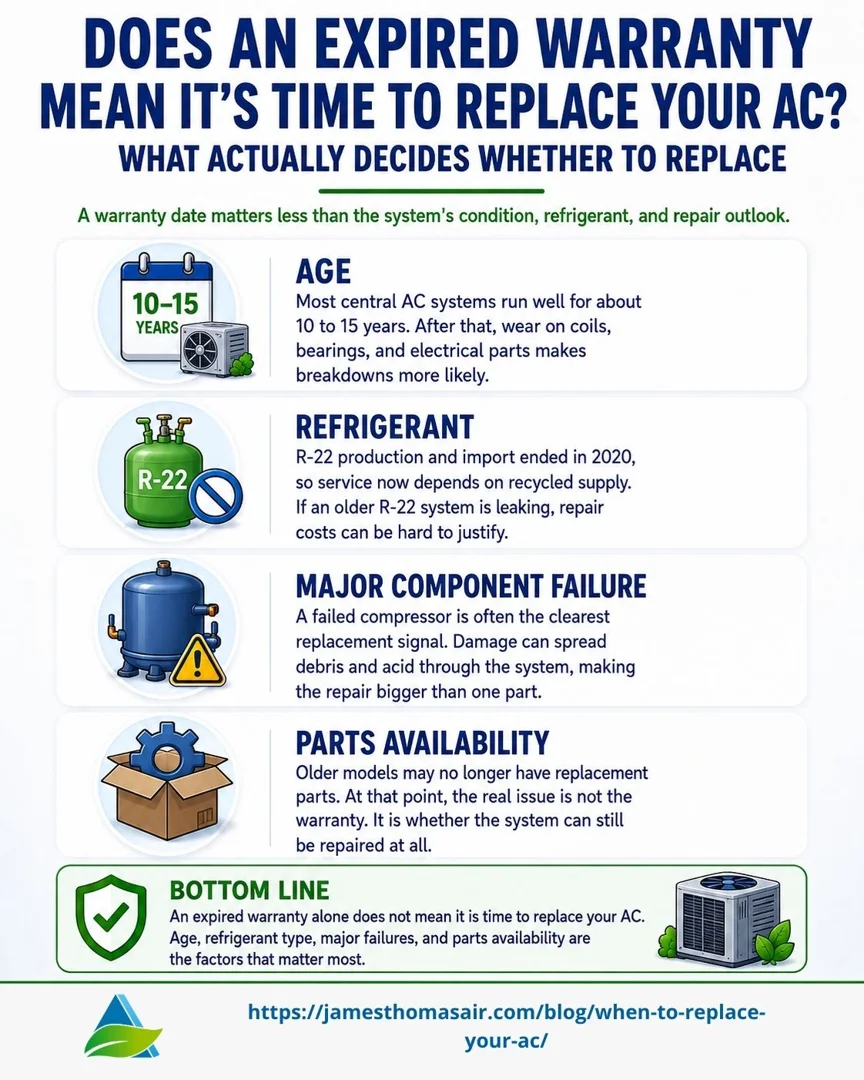 Expired AC warranty: when to replace your air conditioner system.