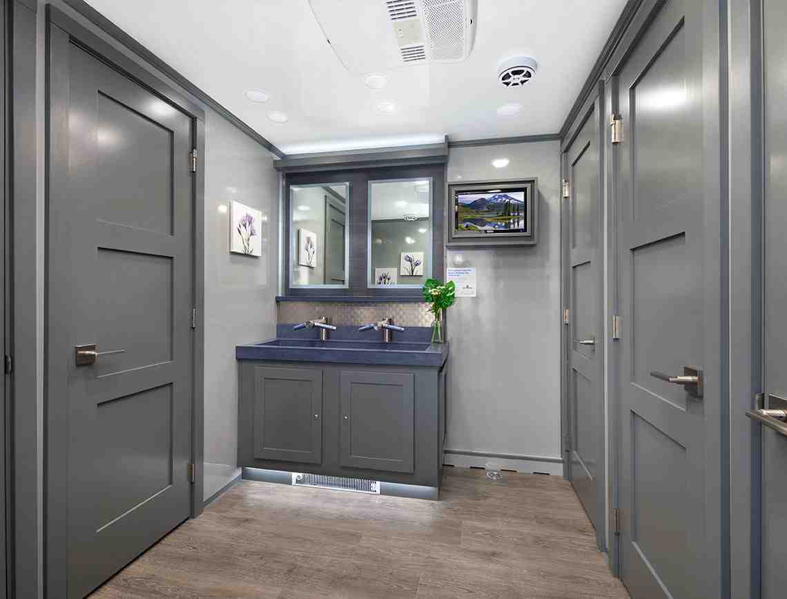 standard 2-stall trailer interior - how much does a portable restroom trailer cost