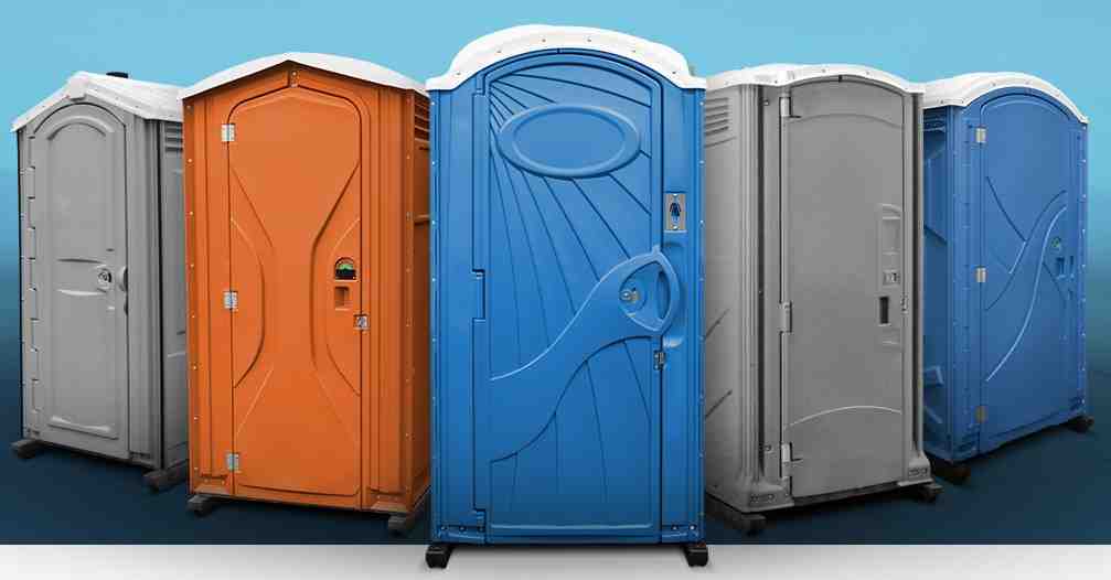 fleet of clean, modern portable toilets - event portable toilets