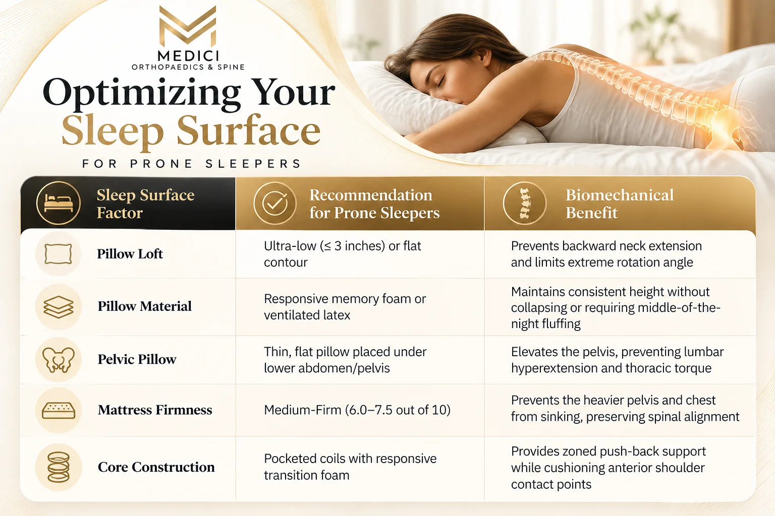 user-inserted Optimizing sleep surface for stomach sleepers to relieve shoulder pain.