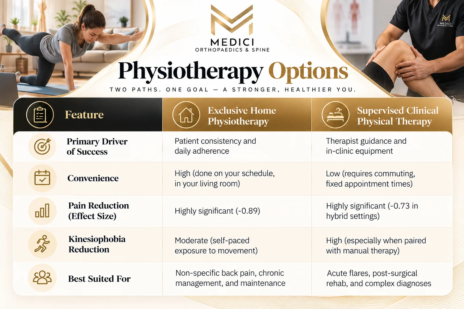 user-inserted Infographic comparing at-home physiotherapy options for back pain treatment.
